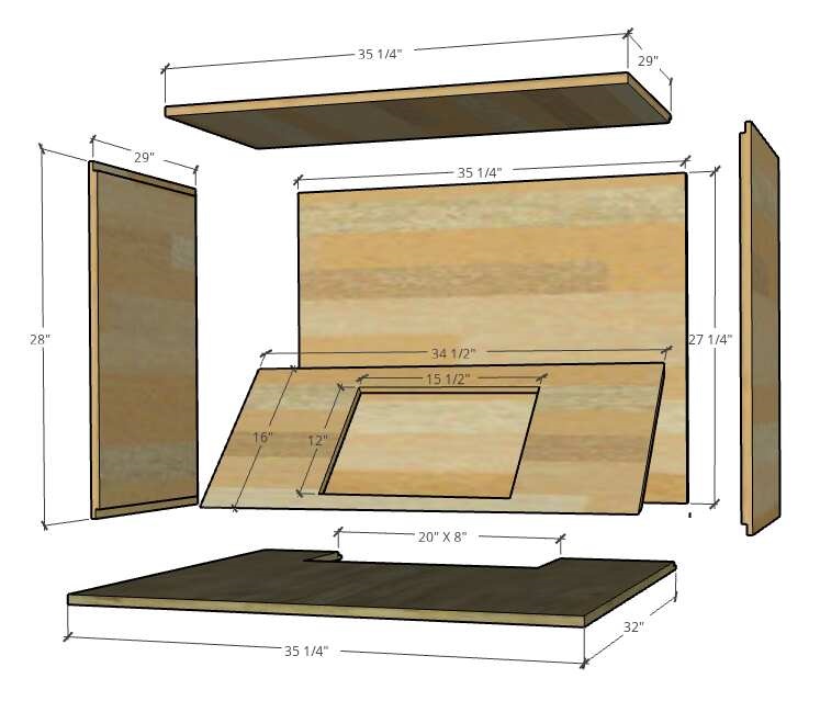 exploded view of the dust hood plan.